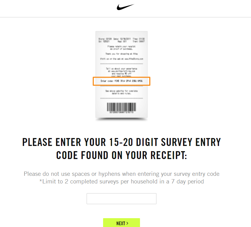 SURVEY ENTRY CODE