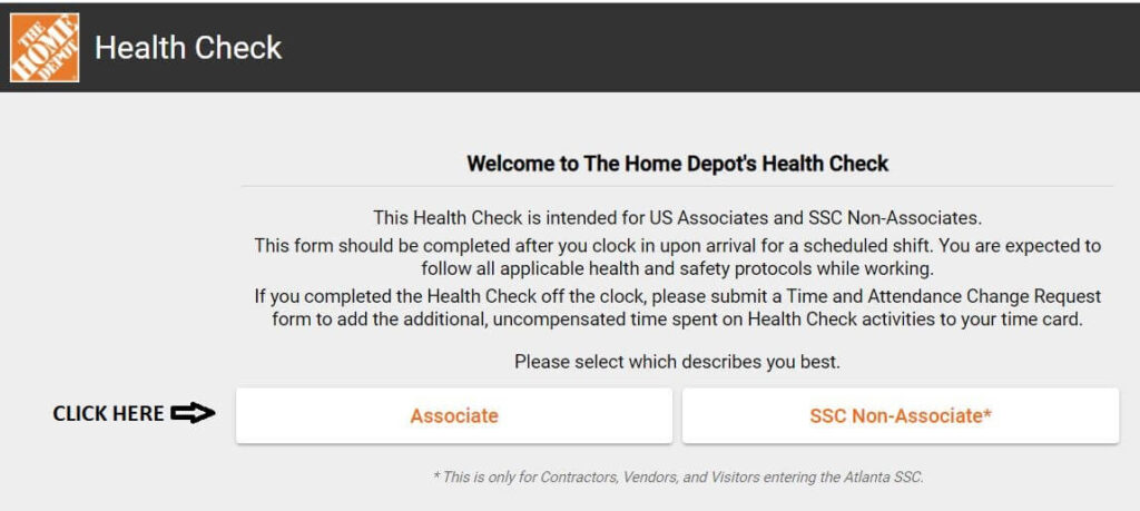 Home Depot Health Check Associate Login