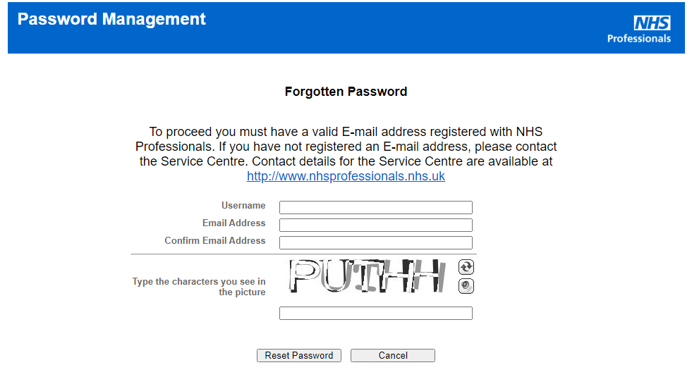 Change NHSP Forgot Password
