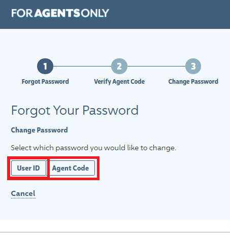 Choose Option to Reset Password in ForAgentOnly Portal