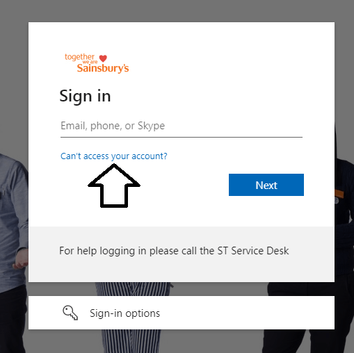 Click on Can't Access Your Accont in Mysainsburys Login Page