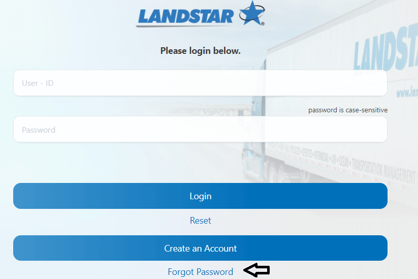Click on Forgot Password in Landstaronline Login Page