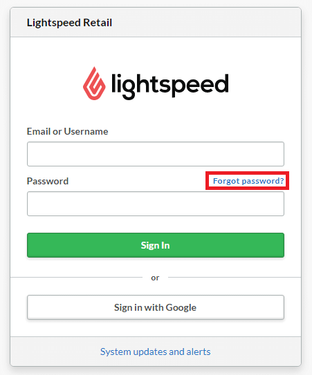 Click on Forgot Password in Lightspeed Retail Login Page