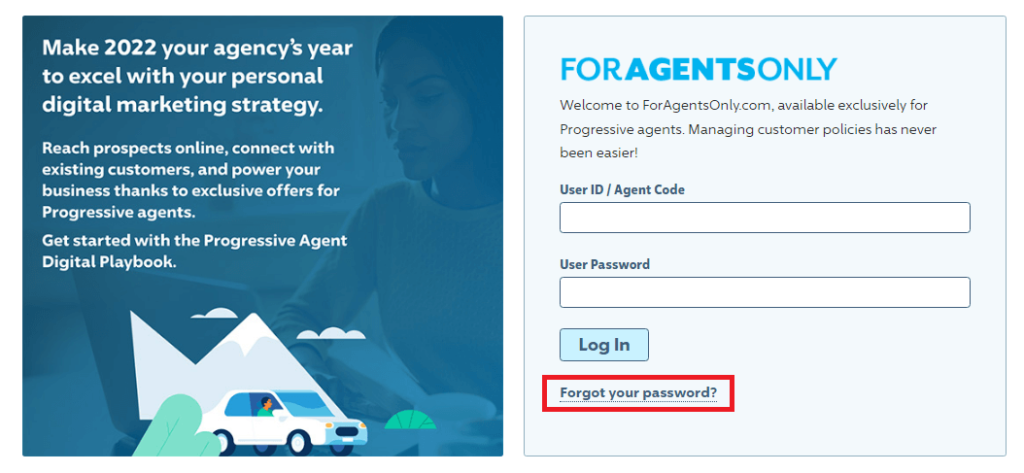 Click on Forgot Your Password in ForAgentOnly Login Page