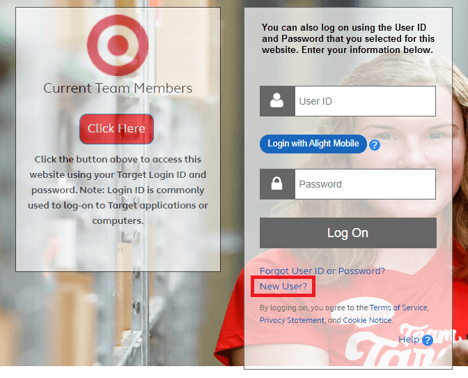 Click on New User in Targetpayandbenefits Login Page
