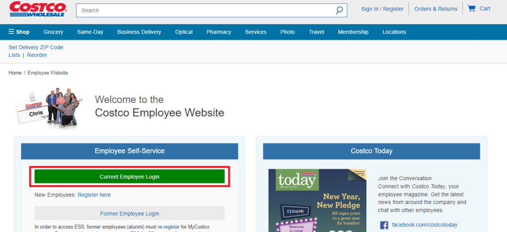 Costco Employee Login Page