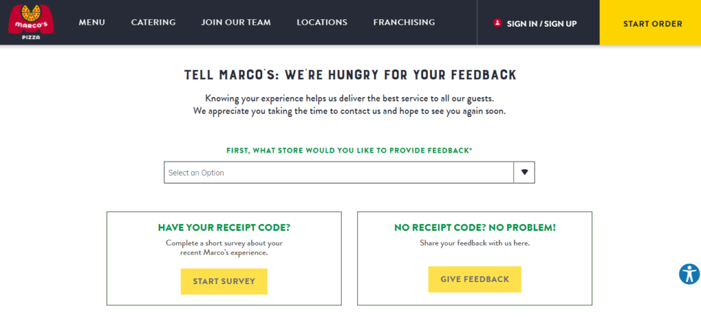 Customer Feedback Survey for Marcos Pizza