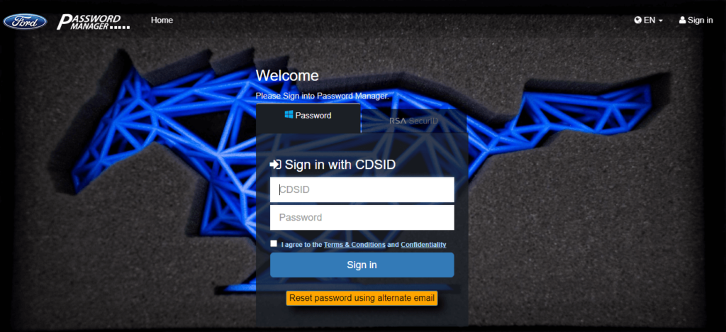 Enter CDSID Number and Password and Click Sign In to Register on Ford HR Online Portal