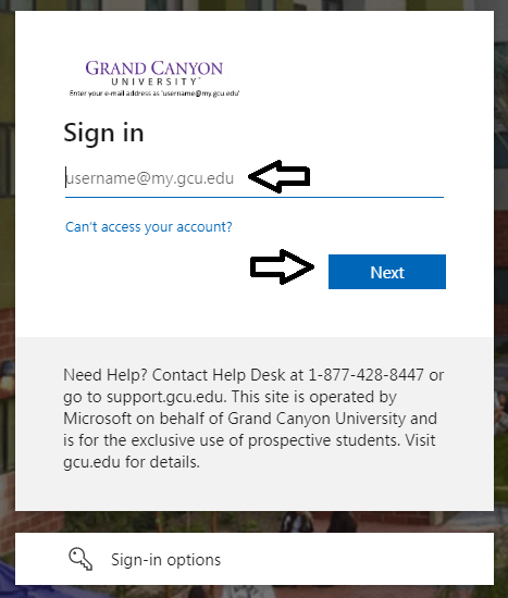 Enter Email Id and Password and Click on Next to Login in GCU Student Account