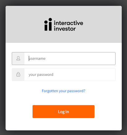 Enter Password and Click on Login in Interactive Investor Sign In Page