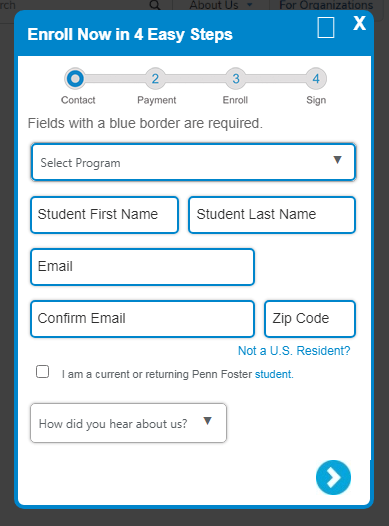 Enter Required Details for Penn Foster High School Student Registration