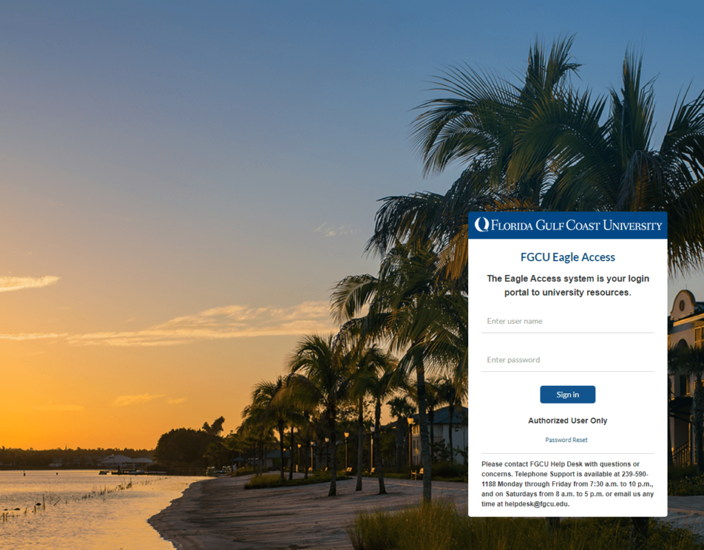 FGCU Canvas Login Page