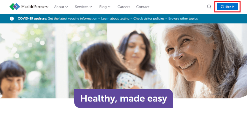 Open Health Partners Website and Click on Sign In