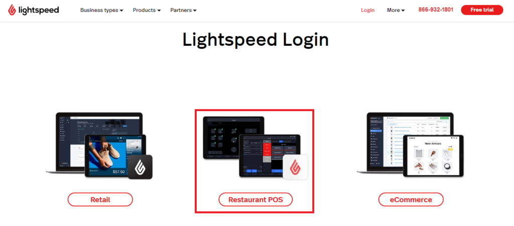 Open Lightspeed Login and Click on Restaurant POS