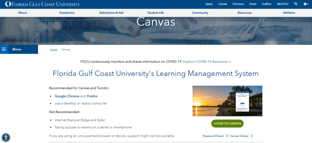 Open Website and Click on Login to Canvas