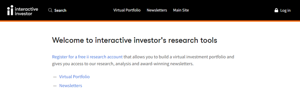 Select Preferred Option in Interactive Investor Research Account Page