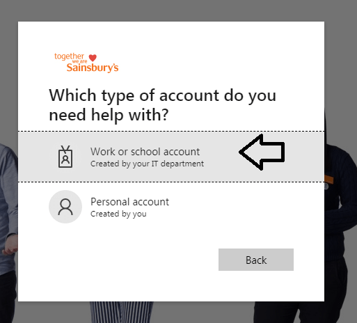 Select Work or School Account Option