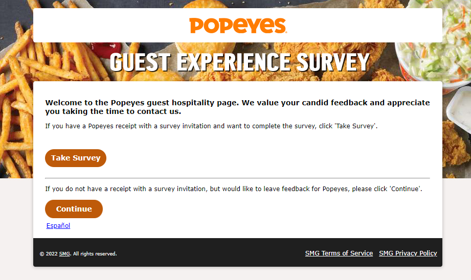 TellPopeyes Guest Experience Survey 2022