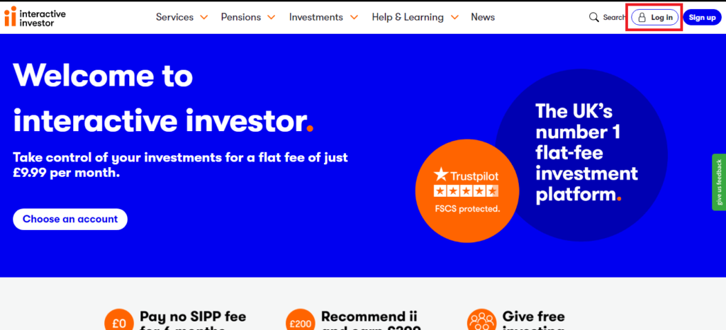 Visit Interactive Investor Official Website and Click on Sign In