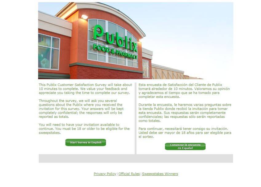 Visit Publix Survey Website