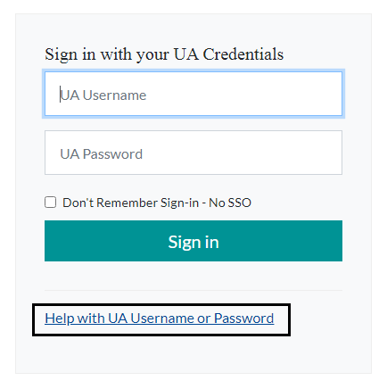 click on help with ua username and password in login page