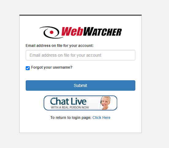 enable forgot your username option and click on submit to change your webwatcher account username