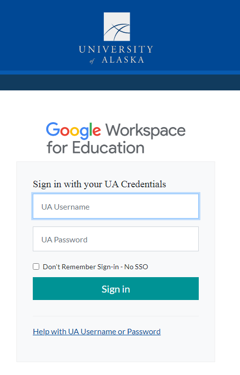 enter ua username and password and click on sign in for uaf gmail login