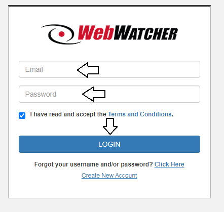 enter username and password and login to webwatcher account