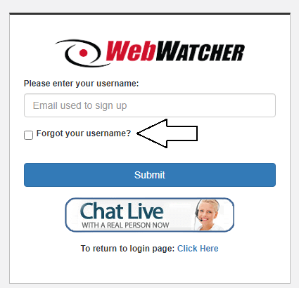 enter your username and click on submi to reser webwatcher login password