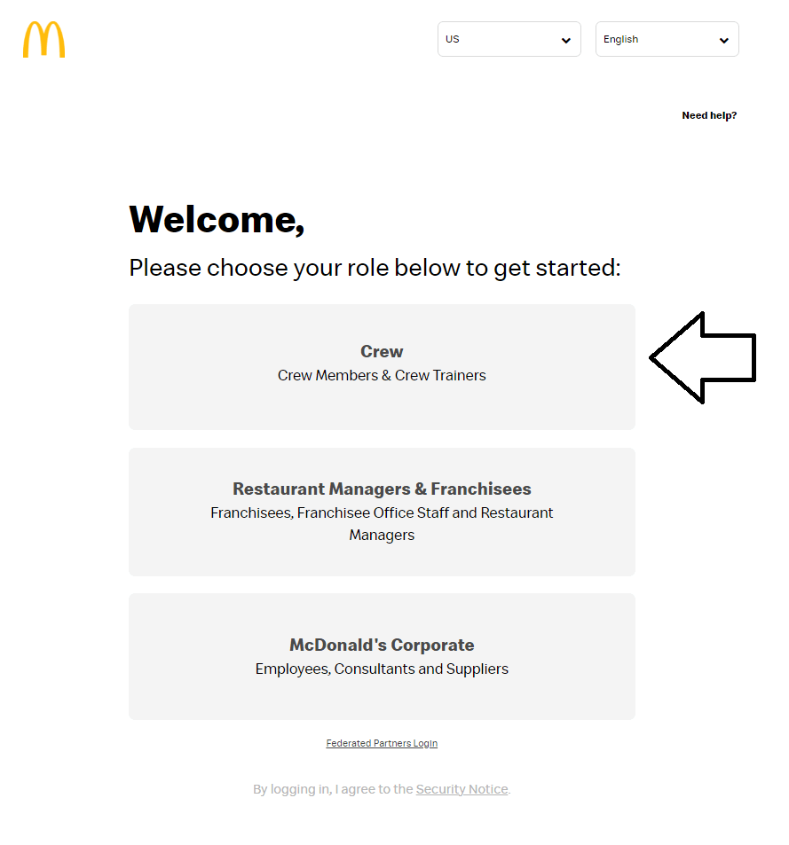 open accessmcd website and click on crew