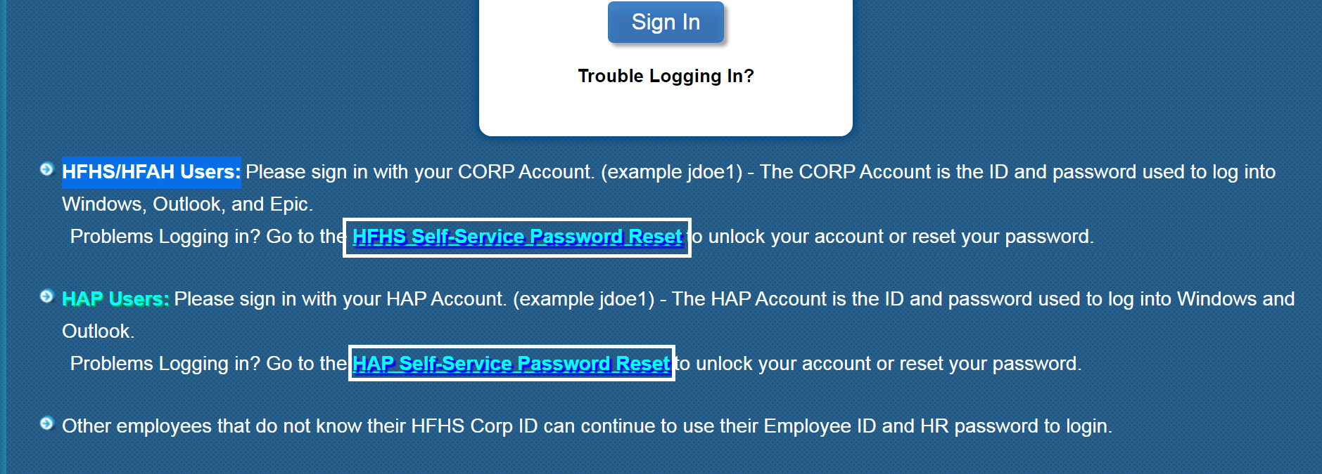 open official website and click on password reset
