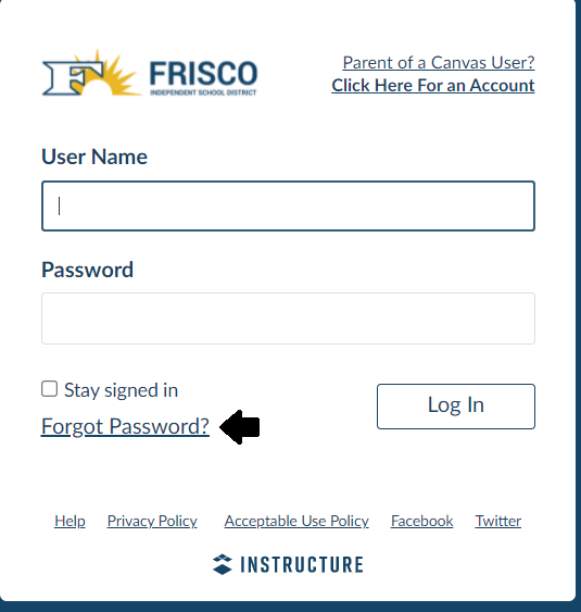 click on forgot password in canvas fisd login page