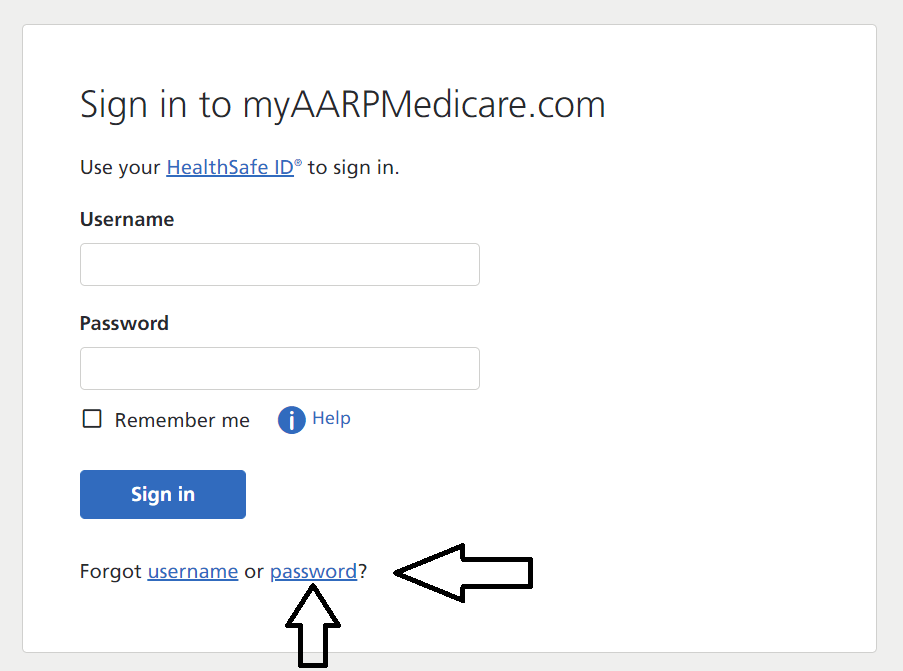 click on forgot password in myaarpmedicare login page