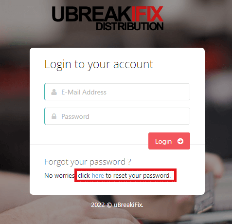 click on forgot password in ubreakifix portal login page
