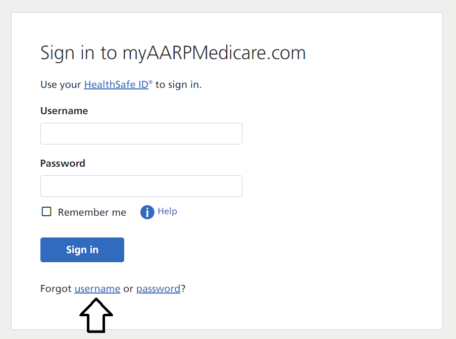 click on forgot username in myaarpmedicare login page
