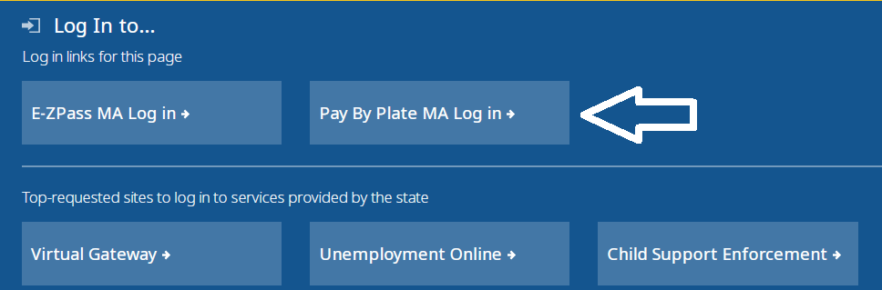 click on pay by plate ma login button in login into page