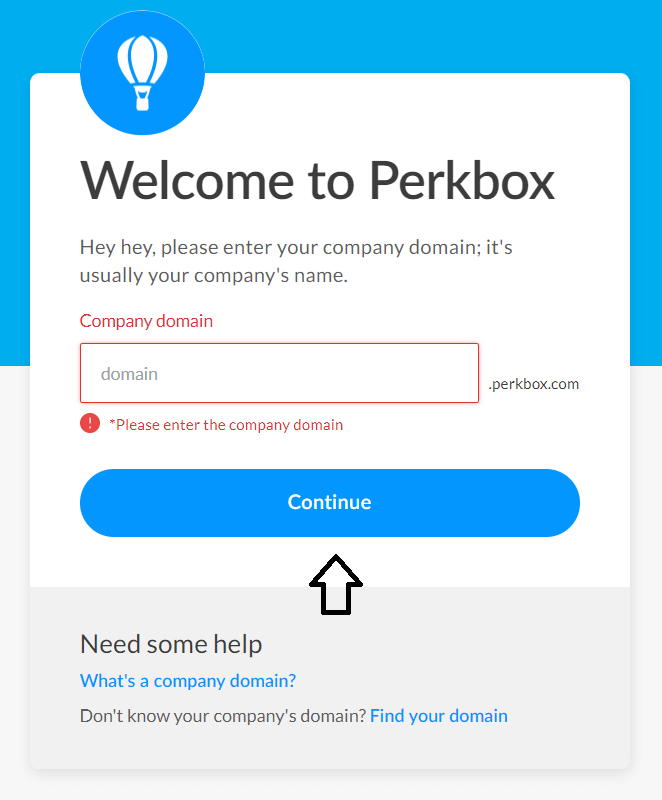 enter company domain in perkbox login uk