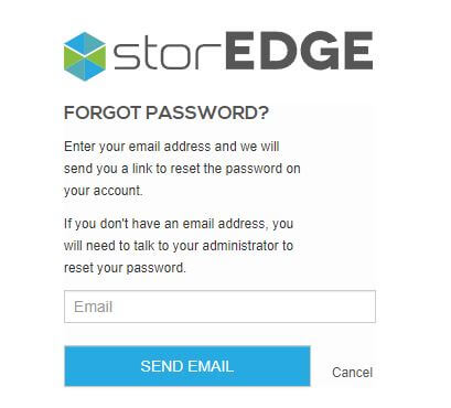 enter email id and click on send email to reset storedge login password