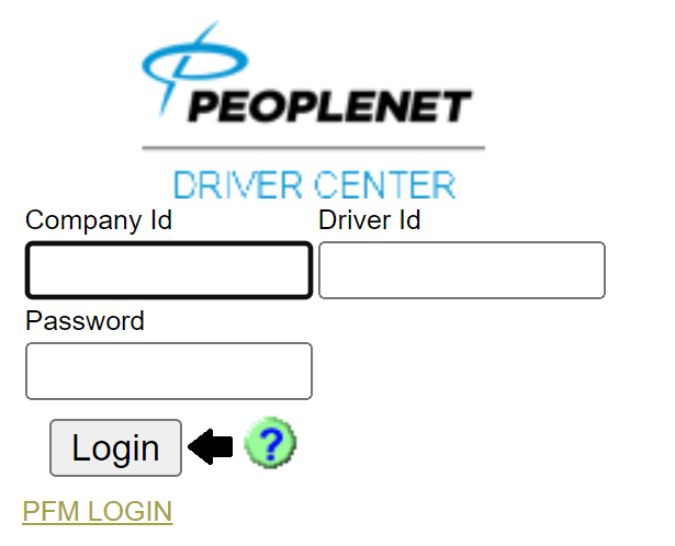 enter required details to login in peoplenet driver center portal