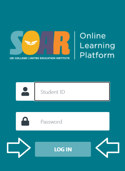 enter student id and password to login to uei student portal