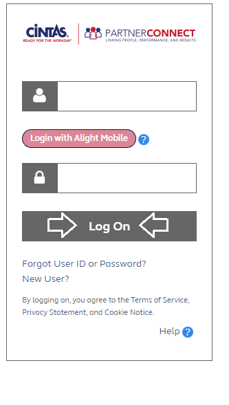enter user id and password to login to cintas partner connec