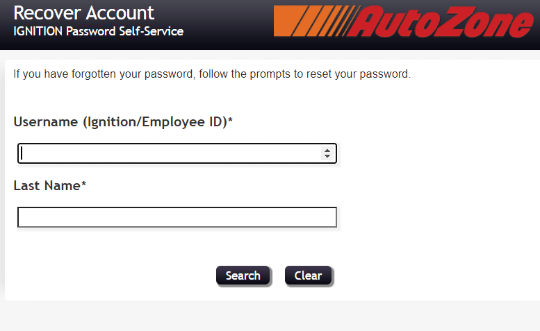 enter username and last name then click on search to reset autozoner login password