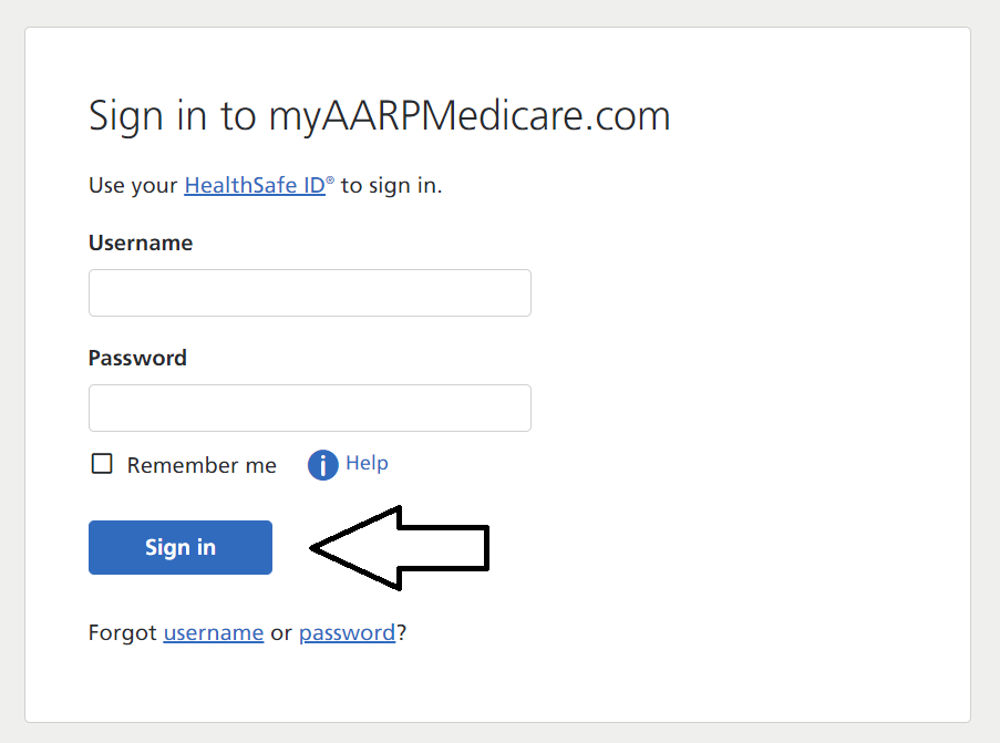 enter username and password to sign in to myaarpmedicare.com