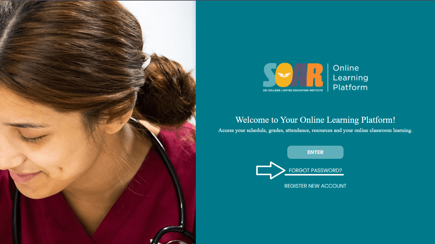 open my uei edu student portal and click on forgot password