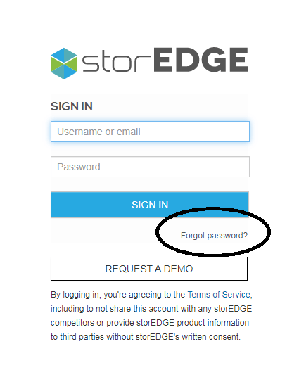 reset storedge login password