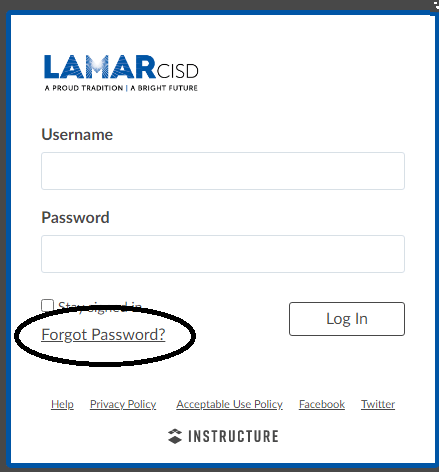 click on forgot password on canvas lcisd login page