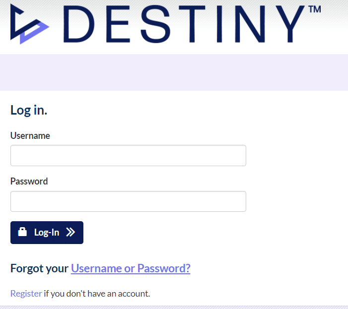 destiny credit card login