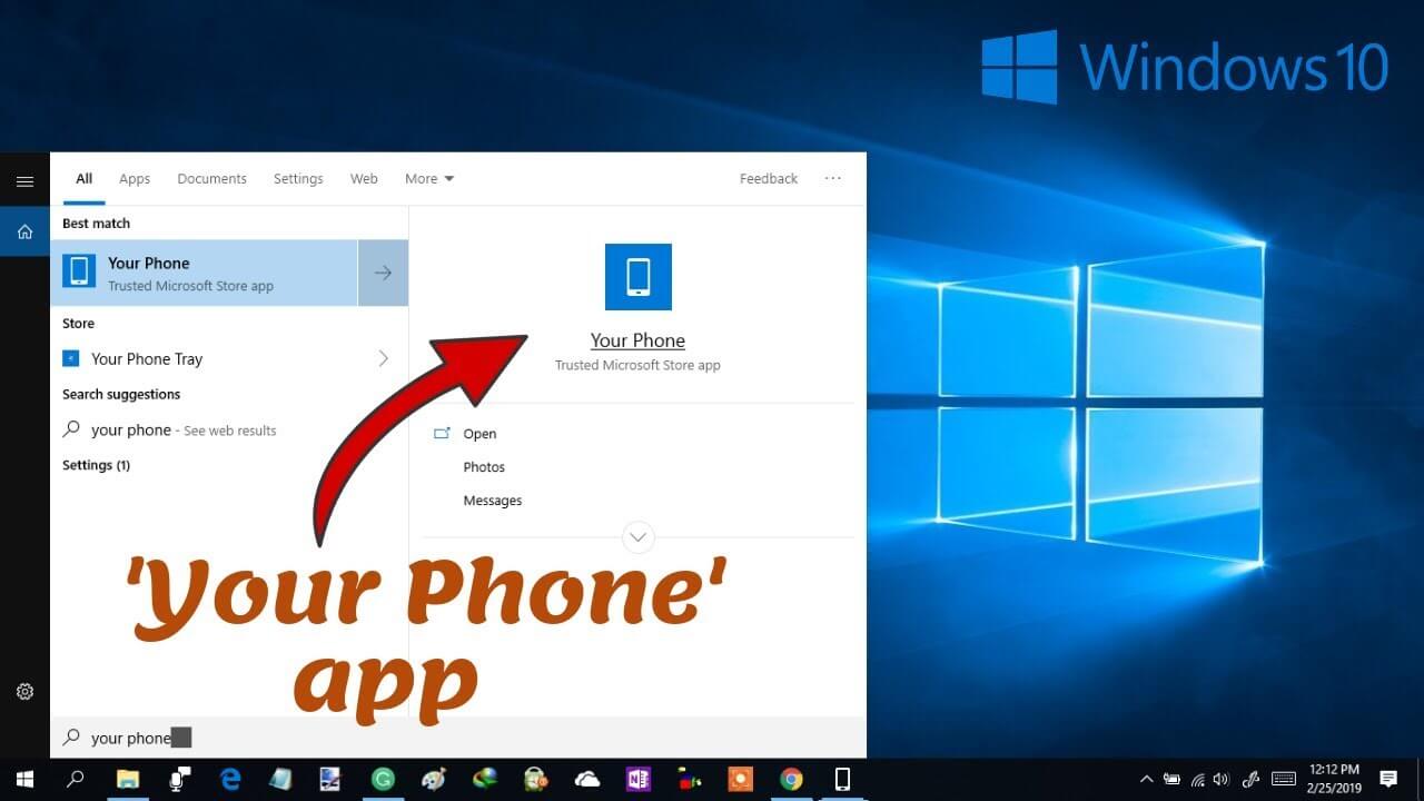 install your phone app on windows 10 pc to use aka.ms yourpc to link windows pc with phone