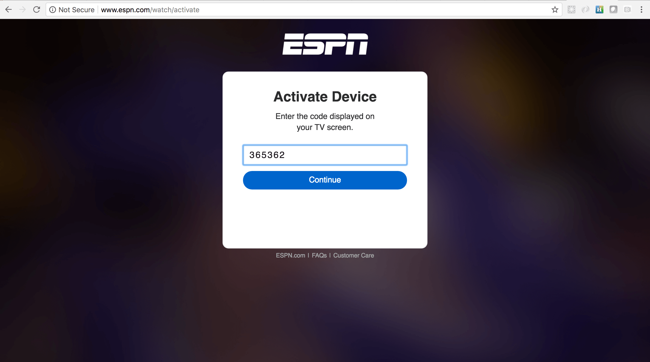 what should I do with the espn eom activation code