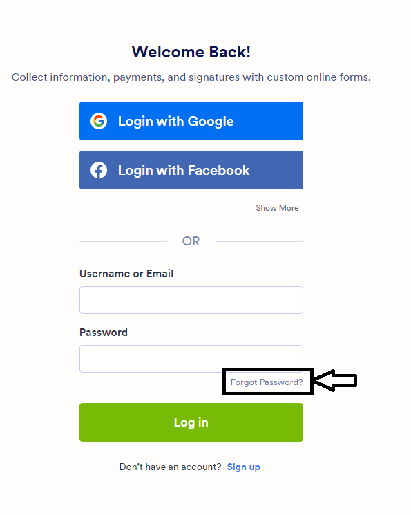 click on forgot password in jotform login